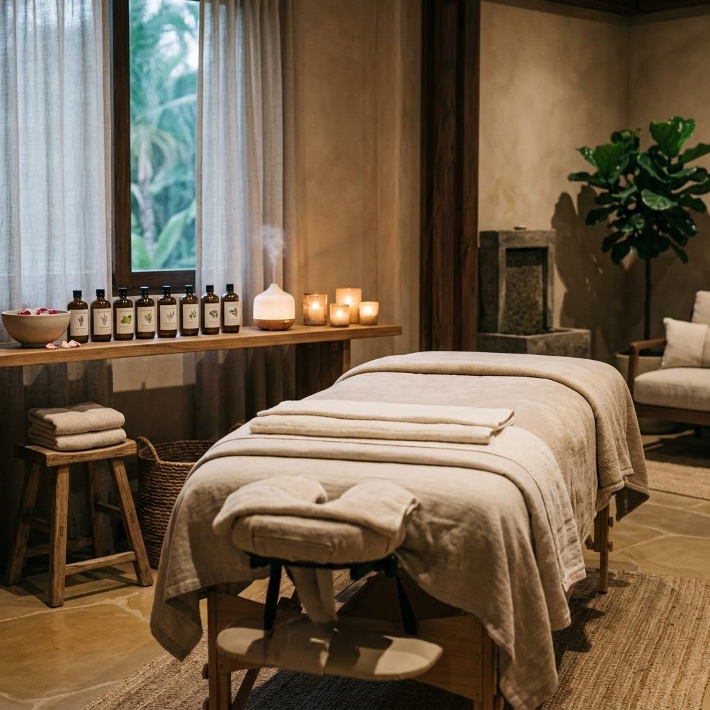 AI visual concept of an aromatherapy massage treatment setting
